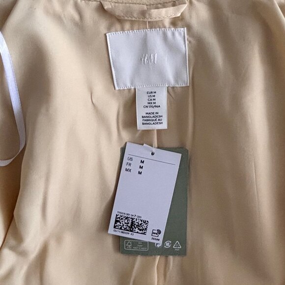BUTTER YELLOW LONG DOUBLE BREASTED COAT, SZ. M, NWT - Picture 2 of 4